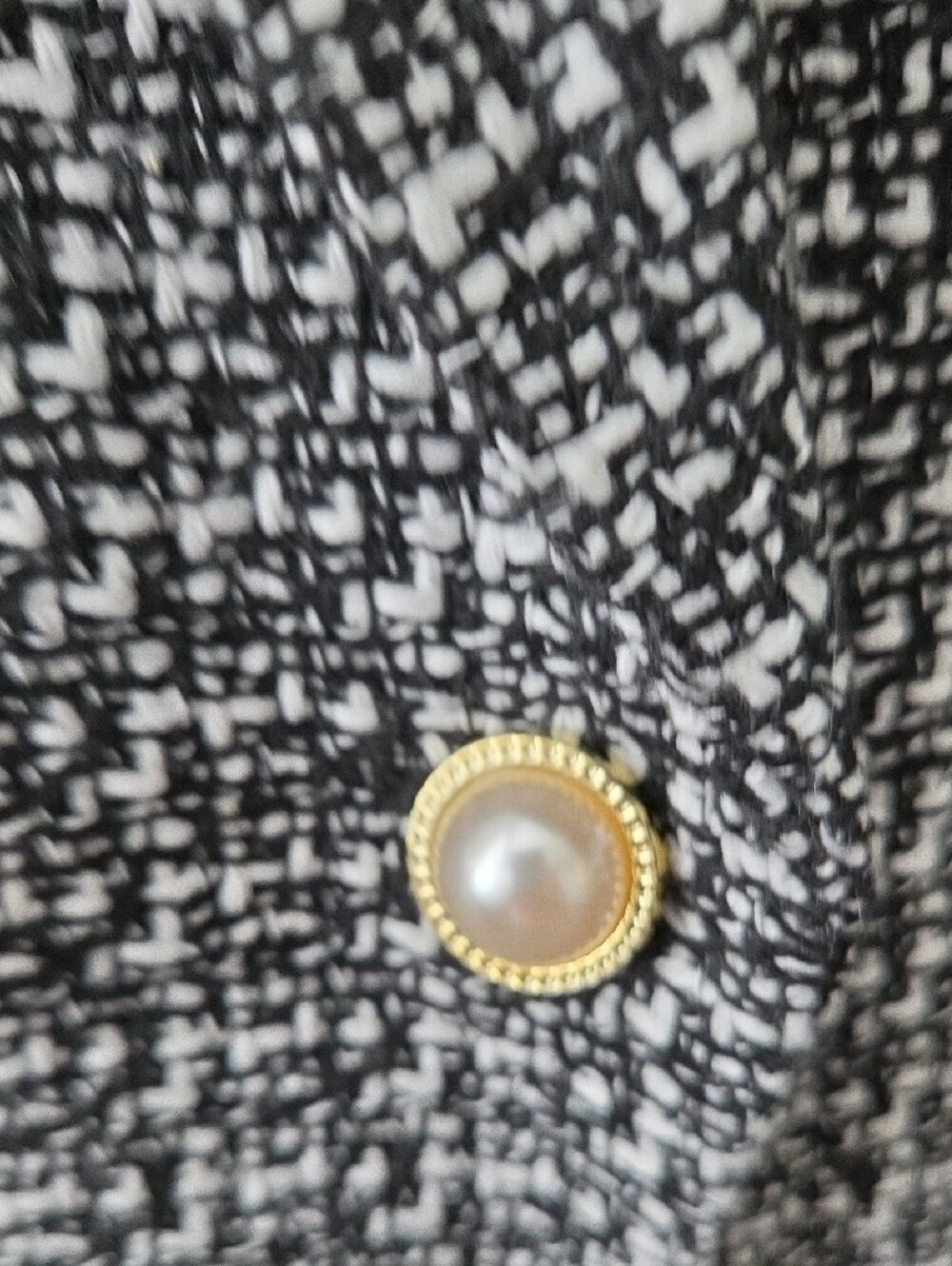 Nanette Lepore Black and White Tweed Double-Breasted Blazer - Picture 4 of 7